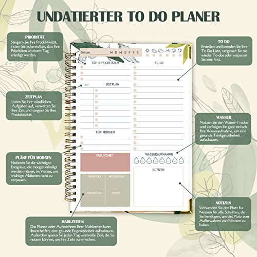 BIROYAL Daily Planner Undated A5, dark green - Image 3