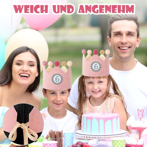 URAQT Geburtstagskrone Kinder, Geburtstagskrone Stoff, Geburtstag Kinderkrone, Krone Geburtstag für Jungs Mädchen mit Happy Birthday Spruchband und Auswechselbaren Zahlen von 1-9(Hellrosa)