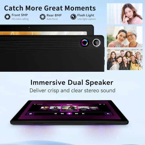Image of Gleeso Tablet, 10 Inch Android 15 Tablet, 20GB RAM+64GB ROM+ 1 TB TF, 5000mAh Fast Charging Battery, HD Display, Widevine L1, Dual Camera, Face ID, Lightweight Portable Tablet for Work Entertainment