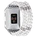 Compatible for Fitbit Ionic Bands -Fastgo Replacement Straps Bracelet Compatible bfor Ionic Smart Fitness Watch(Handemade Artificial Pearl Elastic Stretch Beaded Accessories for Women/Girls)(White)