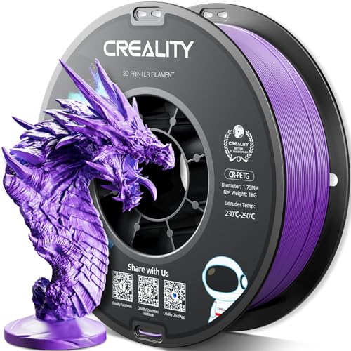 Official PETG 3D Printer Filament 1.75mm 1KG (2.2lbs), High Precision Strong Toughness, Odorless Better Flow Moistureproof 3D Printing Ender Filament(Purple)
