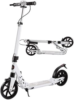 HUYYA Scooter for Adult, Folding Height Adjustable Freestyle Kick Scooter, Portable, Max Load 100kg/220lbs,white_B