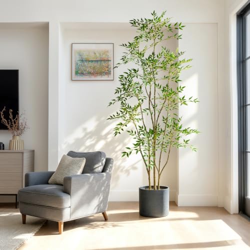 Erimda 7.2FT Faux Bamboo Tree Artificial Nandina Tree, Tall Faux Plant with 800+ Silk Leaves for...