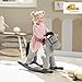 Qaba Rocking Horse, Kids Plush Animal Rocker with Realistic Neighing Sound for Toddlers 2–5 Years Old, Soft Filling Ride on Horse with Rabbit Toy, Gray