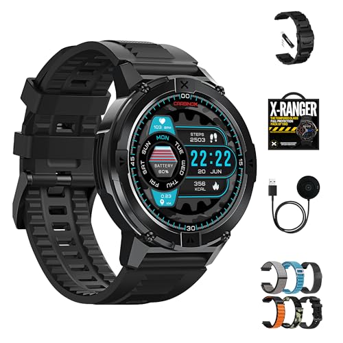 CARBINOX X-Ranger Smart Watch (Answer/Make Calls) Rugged Fitness Tracker IP69K Waterproof Compatible with android and IOS 14 Days of Battery Military Durable AMOLED Screen (X-Ranger Ultimate Pack)