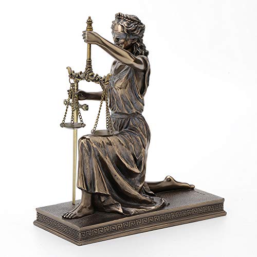 Estatua de la justicia arrodillada Veronese Design en bronce con abrecartas de espada 4