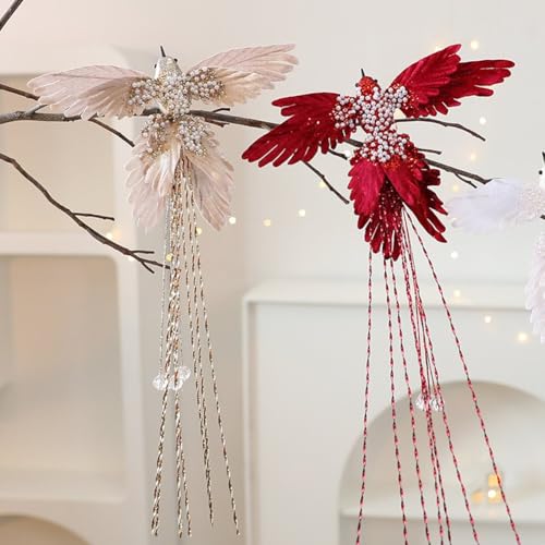 Oiseaux artificiels de Noël à clipser et plumes pour loisirs créatifs - 7