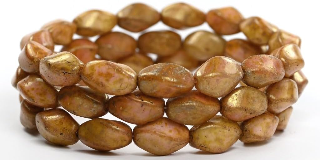 60 pcs Pressed Beads Oval Color 2 (Color-2), 16 x 11 mm, Glass, Czech Republic