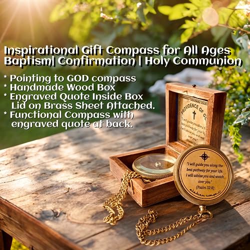Brújula inspiracional para niños y hombres - Encuentra el camino de DIOS | Regalos de agradecimiento para bautizo de niños, Navidad y pastor miniatura 5