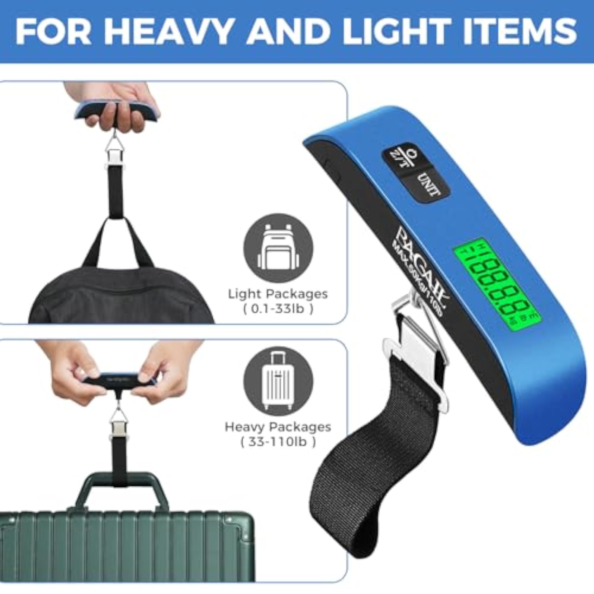 Digital Luggage Scale with Backlit LCD Display