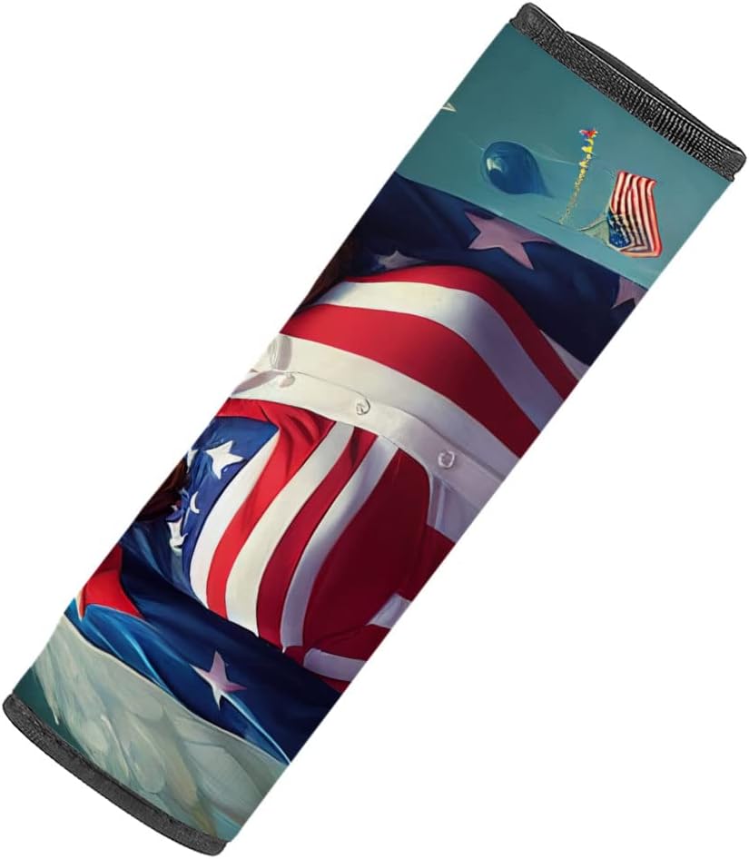 American Flag Car Seat Belt Pads - Patriotic Seat Belt Covers - Colorful Seat Belt Covers