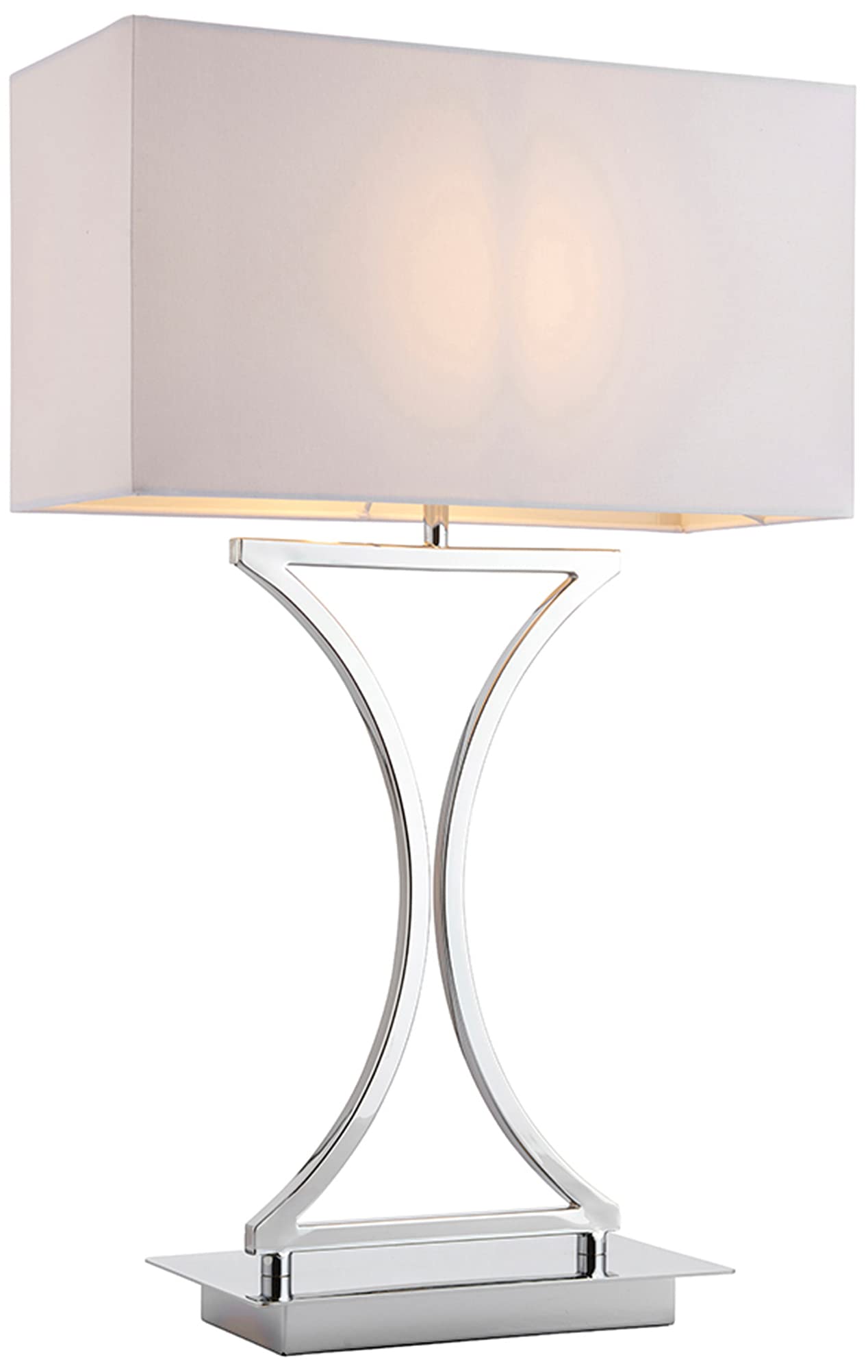 Table Light Silver Epalle Chrome White Cotton Shade Lamp Endon 96930-TLCH