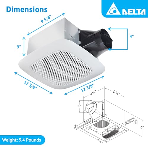Breez VFB25ADBT Delta Breez Signature Ceiling Exhaust Bathroom Fan 110 Cfm Energy Efficient Quiet Operation Brushless Motor With Bluetooth Stereo Speaker thumb #2