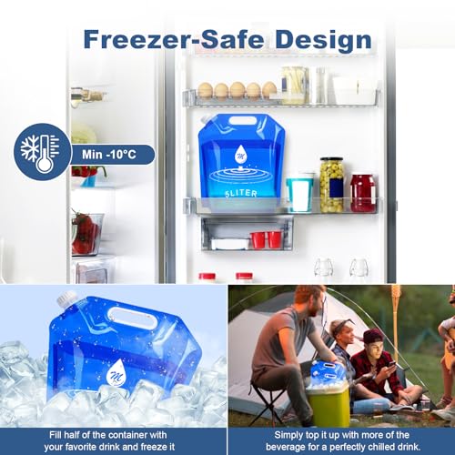 Water Container Bags, 4 Packs BPA Free No-Leak Foldable Plastic 1.3 Gallon Water Container Bag for Camping Hiking Backpack Emergency Storage Jug - Image 5