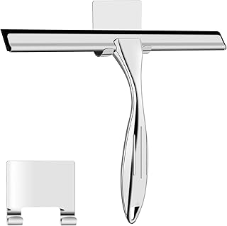Duschabzieher, Abzieher Dusche Edelstahl 10″, Streifenfreier Fensterabzieher für Dusche mit Halterung, Fensterwischer für Badezimmer Fenster Spiegel Autoglas, wlich-de-2431201