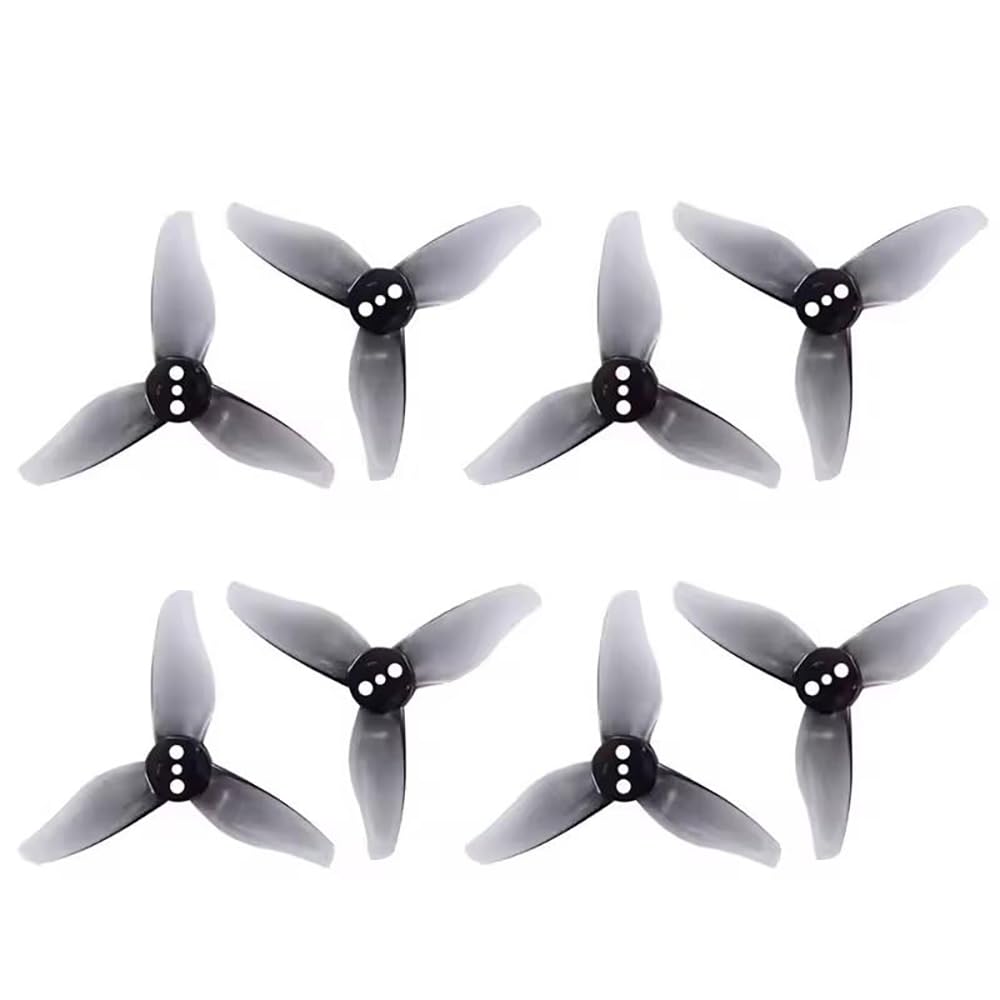 SPARKHOBBY 16PCS 8Pairs GFan 2023 3-Blade Propeller 2 inch 3 Holes 1.5mm Center Hole Diameter CW CCW Props for RC Toothpick FPV Drone (16PCS 2023 Gray)