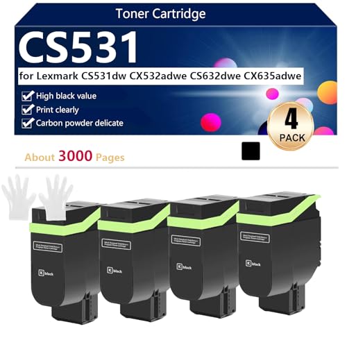 Toner compatible Lexmark CX635adwe sans bavure 4 cartouches noires 3000p