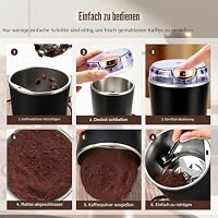 Elektrische Kaffeemühle 250W, Weinsamkeit Kaffeemühle Elektrisch für Kaffeebohnen & Gewürze, mit Schlagmesser aus Edelstahl & Sicherheitsdeckel, für Nüsse, Kaffeebohnen, Gewürze – Ansicht 3