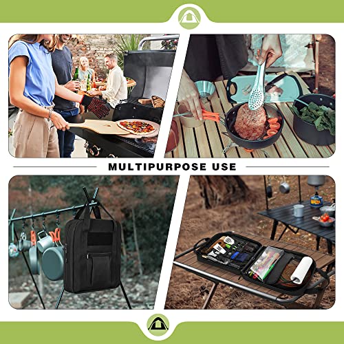 Hodrant Hanging Camp Utensil Organizer With Towel Paper Holder, Portable Camping Kitchen Cookware Bag For Knives, Forks, Spoons & More, Outdoor Cooking Tools Storage Box For Travel & Hiking, Bag Only #TOP5