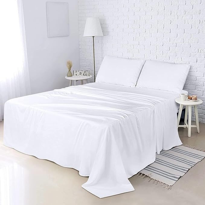 Gifts Choice 300 Threads King Flat Bed Sheet - Supersoft 100% Egyptian Cotton - Bed sheet For Hotels - White 300 Threads King Flat Sheet, Size (250x275cm) — image 1