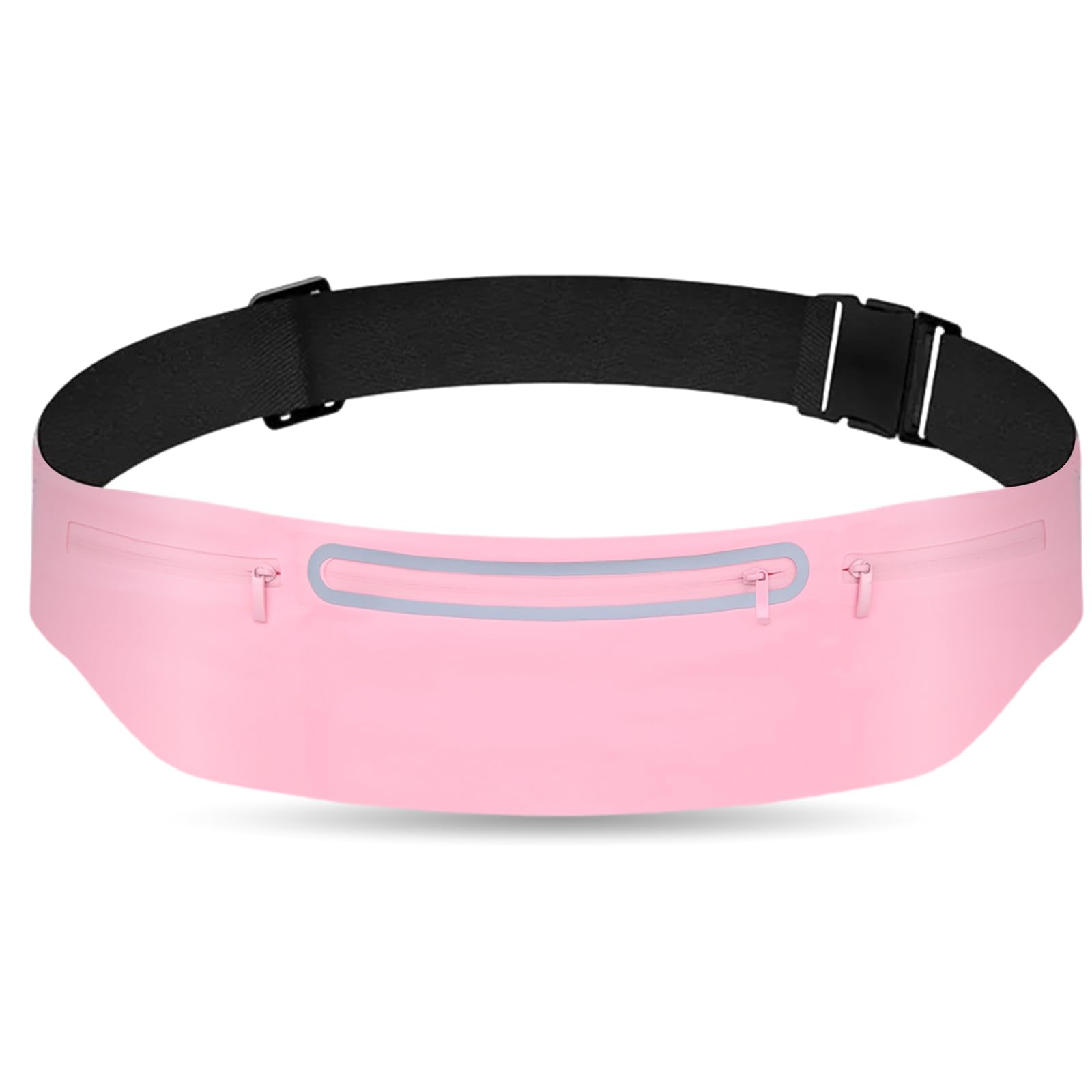 3 riñoneras delgadas para correr para mujeres y hombres, cangureras reflectantes para correr, caminar, ciclismo, camping, gimnasio, Rosado, Talla única, Riñonera