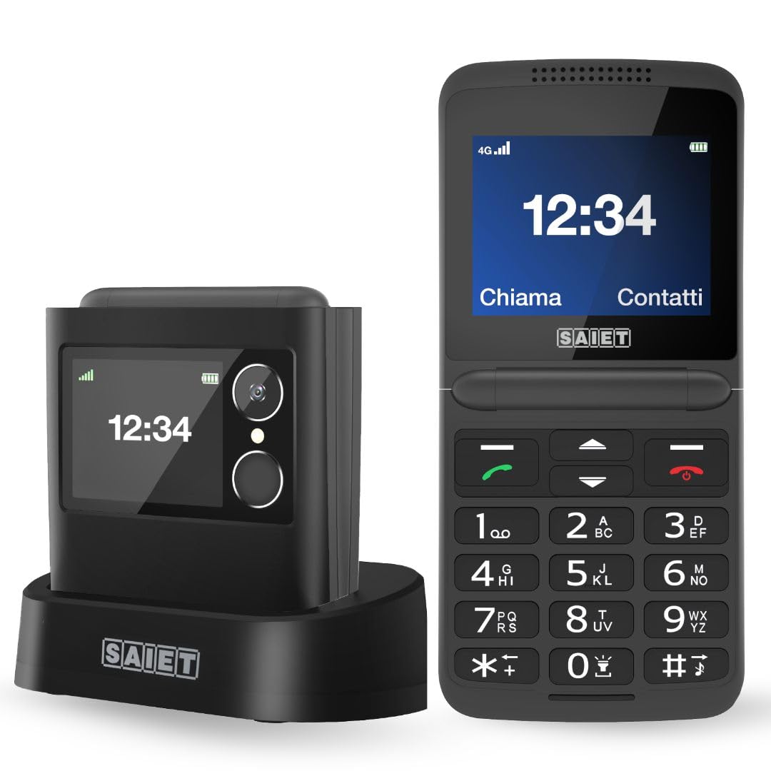 SAIET Cellulare per Anziani 4G Facile da Usare con SOS e Display a Colori