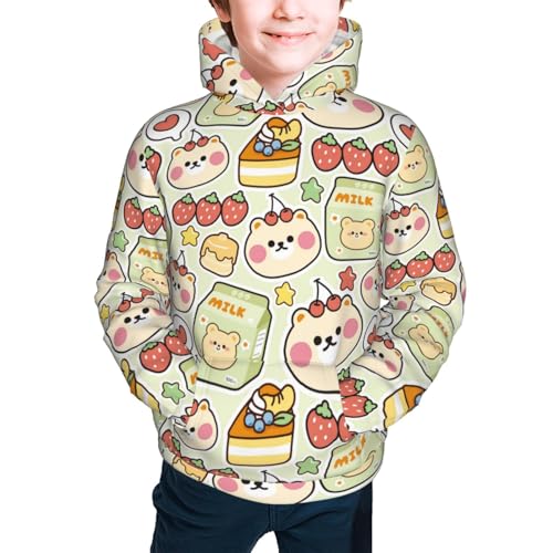 Cute Cherry Bear Face Kid Hoodies Boys Sweatshirts Girls Pullover with Pocket3
