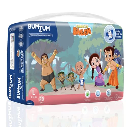 Image of Bumtum Chota Bheem Small /S Size Baby Diaper Pants, 234 Count, Leakage Protection Infused With Aloe Vera, Cottony Soft High Absorb Technology (Pack of 2)