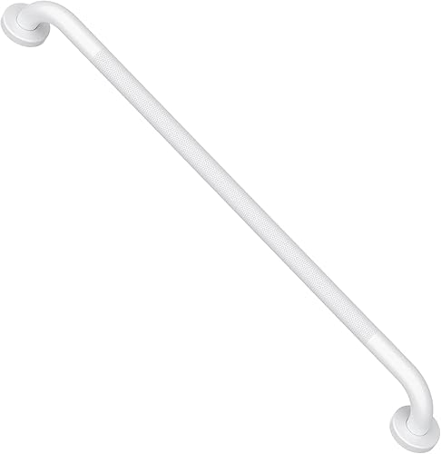 Barras de agarre blancas aceitadas para ducha de 32 pulgadas con agarre moleteado antideslizante, montaje en pared de acero inoxidable para baño,