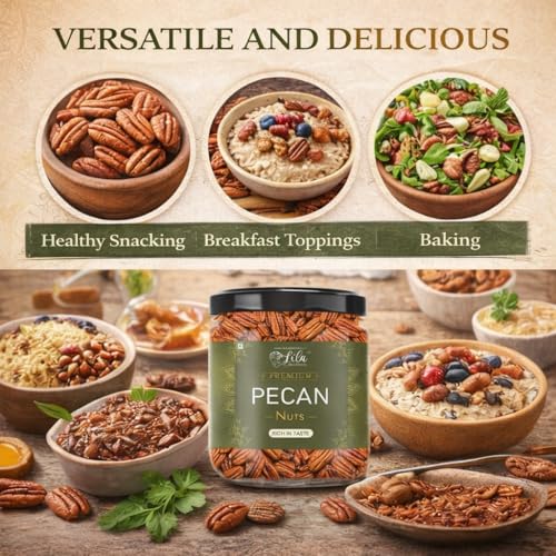 Image of LILA DRY FRUITS Pecan Nuts 500 Grams | American Raw Nut Naturally Delicious Healthy Snack for Cooking and Baking | Rich in Protein and Fibre | Premium Exotic Dry Fruit Perfect for Giftings
