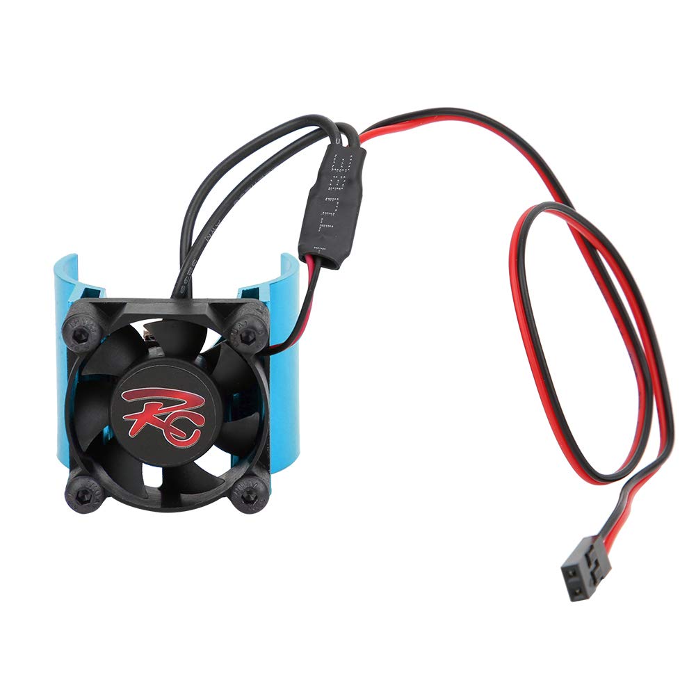 RC Car Heat Sink, Aluminum Alloy RC Cooling Fan 540/545/550 Motor Heat Sink Radiators with Single Cooling Fan for 1/10 RC Hobby Model Car (Blue)