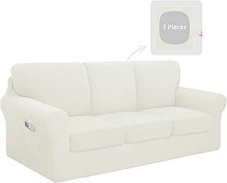 Easy-Going 7 Pieces Stretch Couch Cover Washable Sofa Cover Set for 3 Ba...