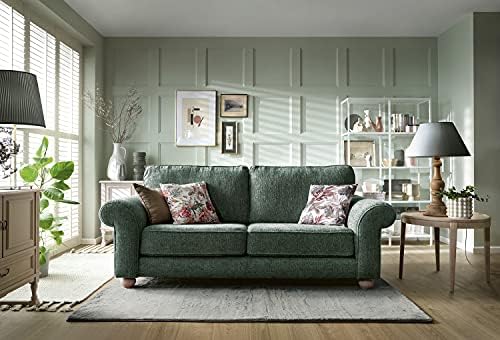 Ingrid Three Seater Sofa - Steel Grey Braided Chenille Sofa Sets for Livings Rooms - 3 or 2 Seater Sofa Set - Range includes 2 Seater & 3 Seater Settees, Armchairs & Cuddle Chairs (3 Seater)
