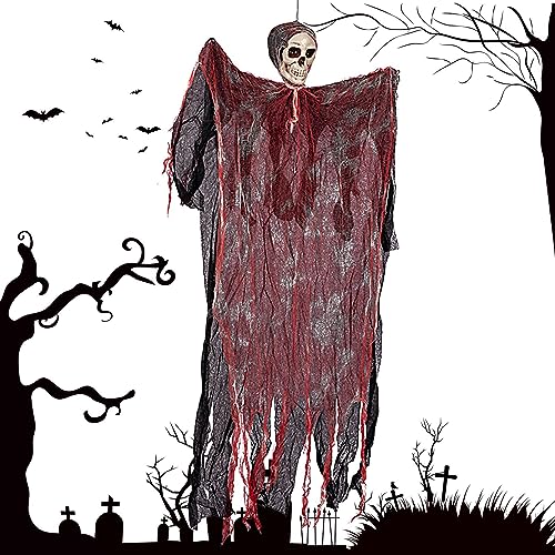 JINGAN Esqueleto Halloween - Hangings Spooky Ghost Skeleton Decoración - Accesorio Decorativo casa embrujada para Fiesta Halloween para decoración Interior y Exterior