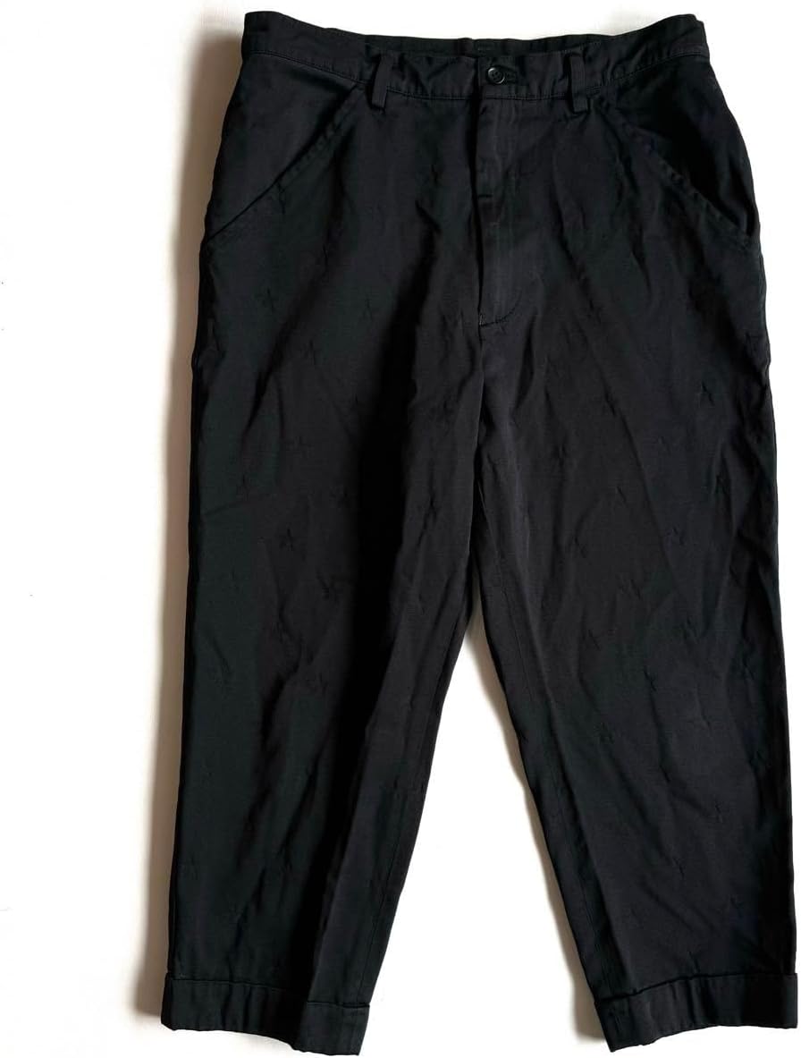 美BLACK ブラック ポリ縮 クロップドパンツ スター 星柄 M