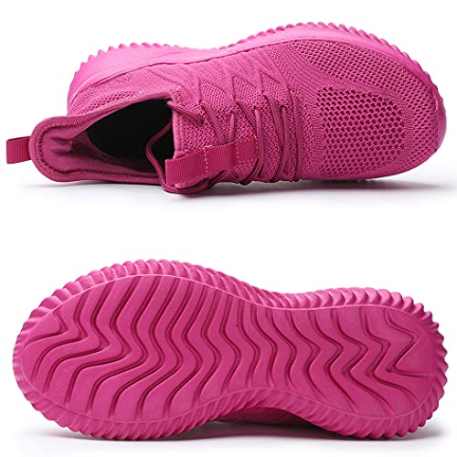 Image of KEEZMZ Womens Ladies Walking Running Shoes Slip On Lightweight Casual Tennis Sneakers Clothes Shoes, Rose, 8