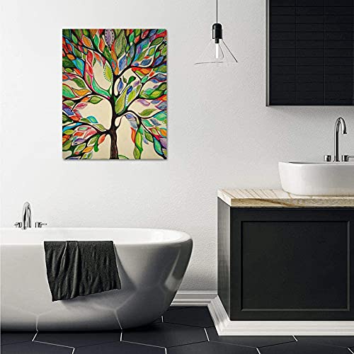 Custom Beautiful Modern Art Abstract Painting Colorful Tree Of Life Canvas Print 16" X 20" Inch, Stretched And Framed Artwork Decor Wall Living Room Office Art Abstract Colorful Tree Of Life Oil Paintings Picture Canvas Print Home Decor #TOP4