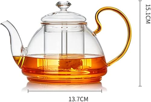 Miniatura 6 de OUSIKA Filtro de tetera de vidrio para el hogar Juego de té resistente a altas temperaturas 45.6 fl oz Salud Pot Espesado Gran Capacidad Juego de té