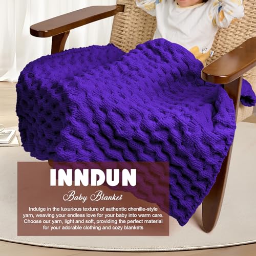 Image of INNDUN Blanket Yarn 100g /3.5oz - Dark Purple Chenille Yarn 6 Super Bulky - 72 Yards - Knitting, Crocheting & Crafts Chunky Yarn