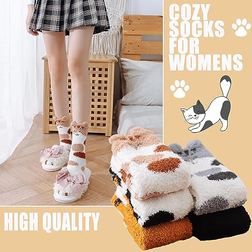 Image of Ginmewrae Fuzzy Socks for Women Cozy Soft Fluffy Slipper Socks Home Sleeping Warm Socks Stocking Stuffer Gift for Women