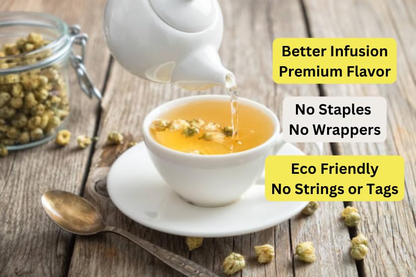 Miniatura 3 de Tozzy Té orgánico de manzanilla - 100 bolsas  Bolsas de té piramidales a base de plantas  Respetuoso con el medio ambiente  Ingrediente puro