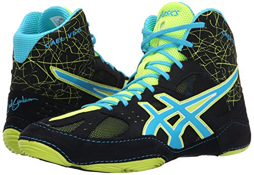 Asics Men's Cael V6.0 Wrestling Shoe, Black/Atomic Blue/Flash Yellow, 11.5 M Us #TOP6