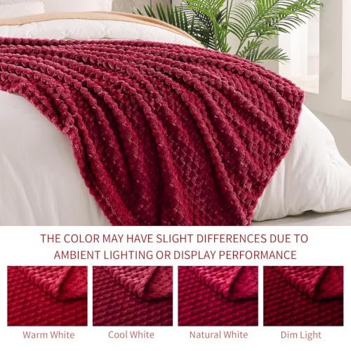 Image of Exclusivo Mezcla 3D Fleece King Size Blanket for Bed, Deep Red | Extra Soft Fuzzy Plush Lightweight Bed Blankets, Cozy Fluffy Decorative Blankets for All Seasons, 90x104 Inches