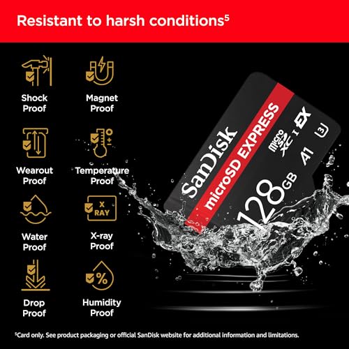 Image of SanDisk 128GB microSD Express Card - Works with Nintendo-Switch 2, Up to 880MB /s Read, Up to 480MB /s Write, 100MB /s Sustained Write, U3, C10 - SDSQXFN-128G-GN4NN