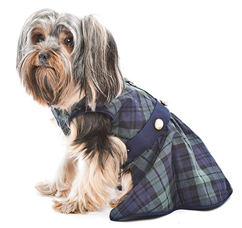 Vestito per cani scozzese scozzese, verde/blu, per...