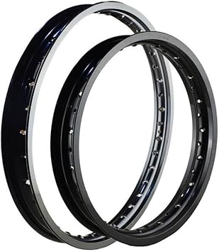 Aluminum Motorcycle Wheel Rims 2.15x18 1.60x21 36 Spoke Holes Black Silver Compatible with F R ModelsBlack Set