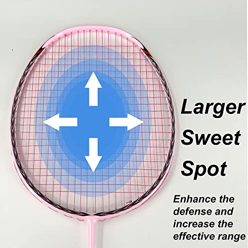 Senston N90 Badminton Racket Single High-Grade Badminton Racquet Carbon Fiber Badminton Racket Pink With Racket Cover #TOP2