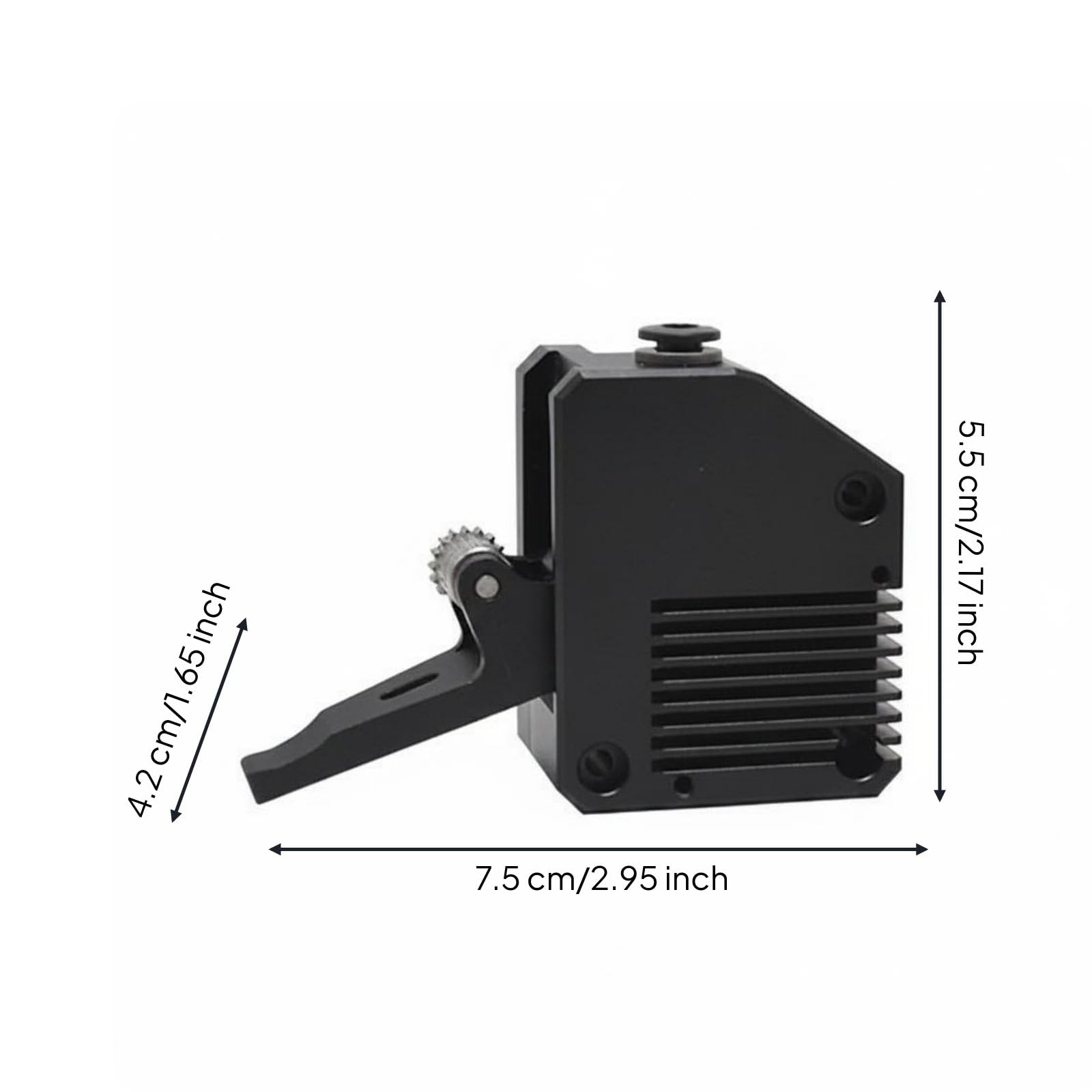 Extrudeuse d'Imprimante 3D Extrudeur à Double Engrenage Entraînement Filament Rapport 3 1 Corps Métal Dissipation Optimisée Roues Acier Trempé, Noir, Gaucher