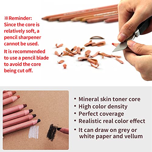 Aumaycheer Skin Tone Colored Pencils, 12 Colors Pastel Pencils Set For Adults Coloring Drawing Portraits Sketching Shading Skintone Charcoal Pencils For Artists & Beginners #TOP5