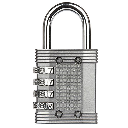 Image of FortLocks Padlock - 4 Digit Combination Lock for Gym Outdoor & School Locker, Fence, Case & Shed - Heavy Duty Resettable Set Your Own Combo - Waterproof & Weatherproof (1 Pack - Silver)